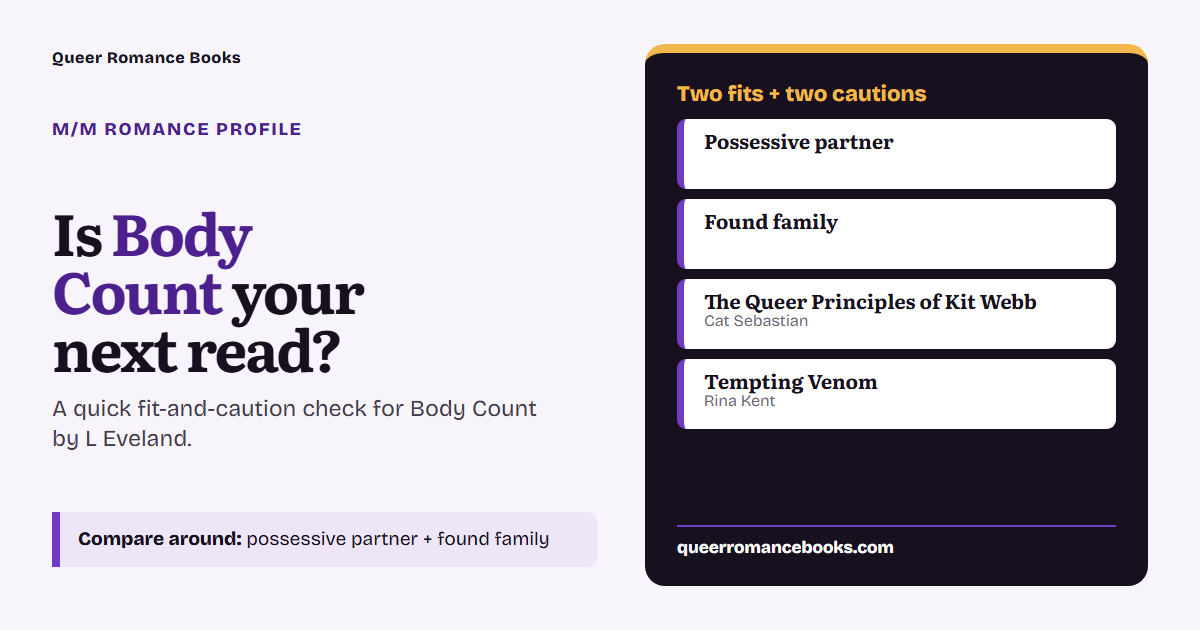 Decision guide for Is Body Count your next read?: Best fit: Possessive partner; Best fit: Found family; Related read: The Queer Principles of Kit Webb; Related read: Tempting Venom