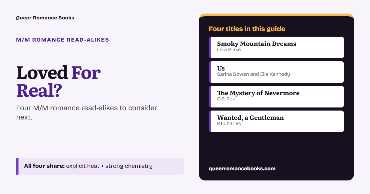 Decision guide for Loved For Real?: Additional overlap: Smoky Mountain Dreams; Additional overlap: Us; Additional overlap: The Mystery of Nevermore; Additional overlap: Wanted, a Gentleman