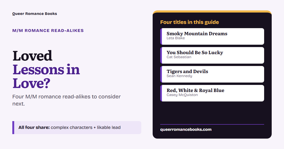 Decision guide for Loved Lessons in Love?: Additional overlap: Smoky Mountain Dreams; Additional overlap: You Should Be So Lucky; Additional overlap: Tigers and Devils; Additional overlap: Red, White & Royal Blue