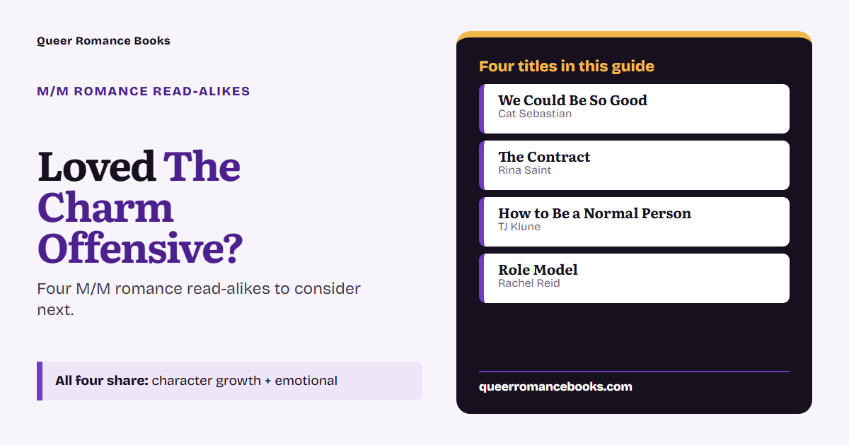 Decision guide for Loved The Charm Offensive?: Additional overlap: We Could Be So Good; Additional overlap: The Contract; Additional overlap: How to Be a Normal Person; Additional overlap: Role Model