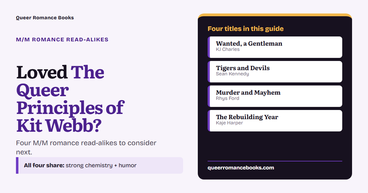 Decision guide for Loved The Queer Principles of Kit Webb?: Additional overlap: Wanted, a Gentleman; Additional overlap: Tigers and Devils; Additional overlap: Murder and Mayhem; Additional overlap: The Rebuilding Year