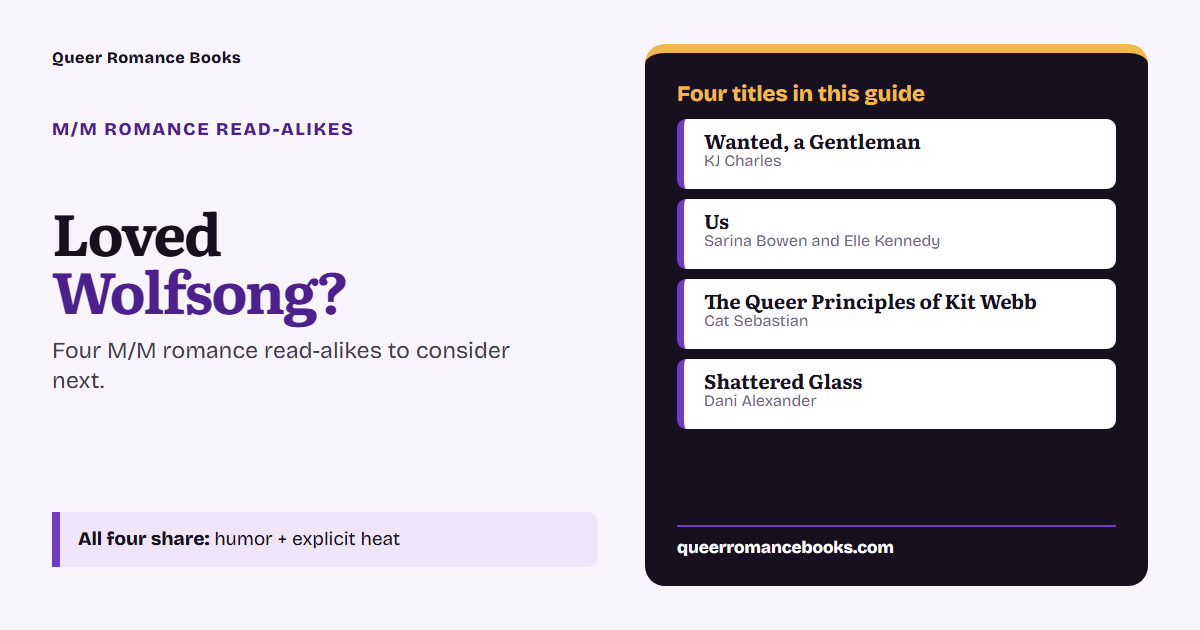 Decision guide for Loved Wolfsong?: Additional overlap: Wanted, a Gentleman; Additional overlap: Us; Additional overlap: The Queer Principles of Kit Webb; Additional overlap: Shattered Glass