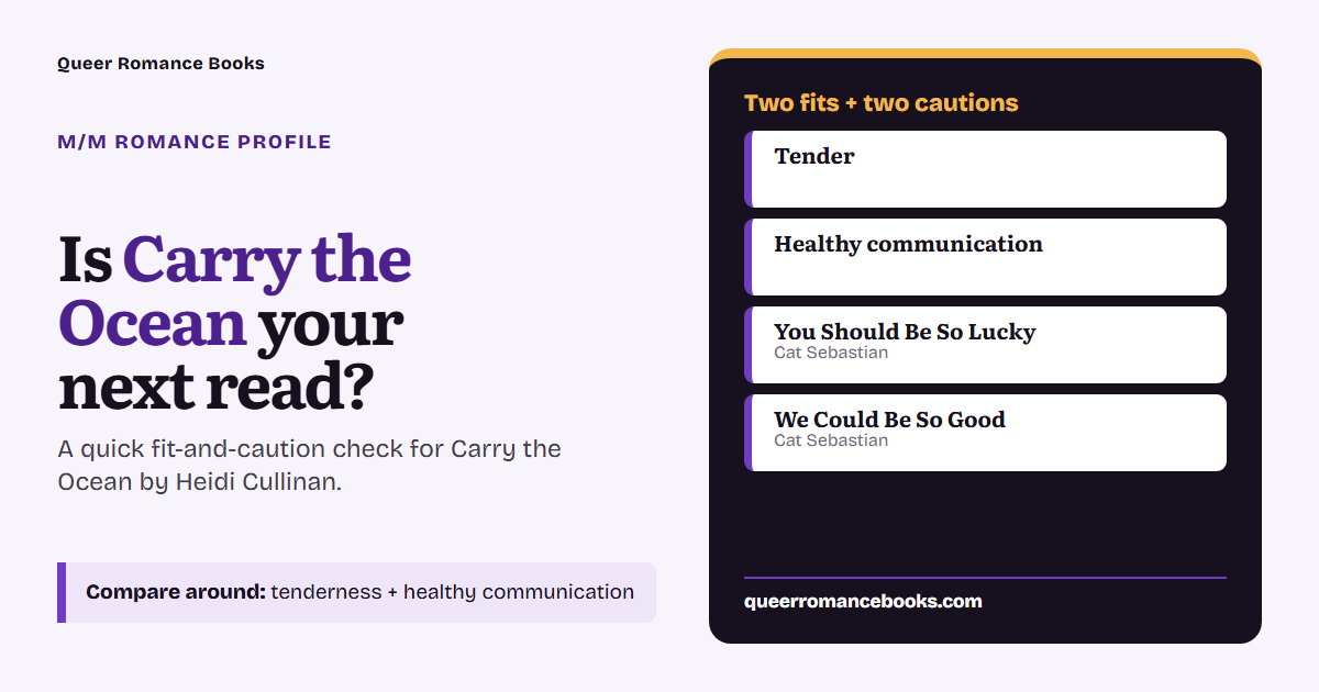 Decision guide for Is Carry the Ocean your next read?: Best fit: Tender; Best fit: Healthy communication; Related read: You Should Be So Lucky; Related read: We Could Be So Good