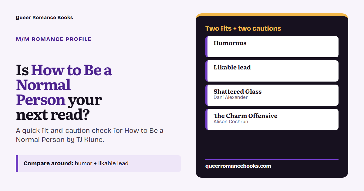 Decision guide for Is How to Be a Normal Person your next read?: Best fit: Humorous; Best fit: Likable lead; Related read: Shattered Glass; Related read: The Charm Offensive