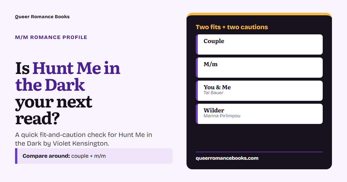 Decision guide for Is Hunt Me in the Dark your next read?: Best fit: Couple; Best fit: M/m; Related read: You & Me; Related read: Wilder