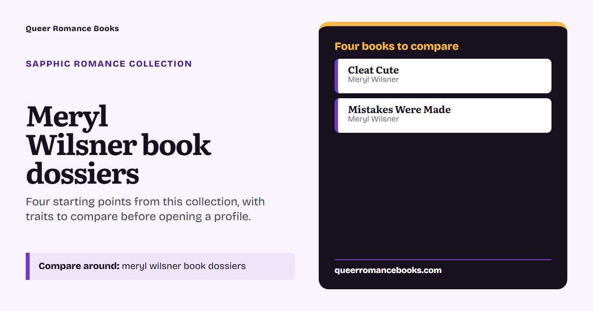 Decision guide for Meryl Wilsner book dossiers: Book to compare: Cleat Cute; Book to compare: Mistakes Were Made