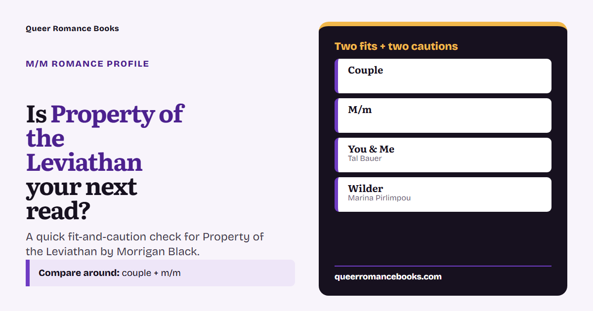 Decision guide for Is Property of the Leviathan your next read?: Best fit: Couple; Best fit: M/m; Related read: You & Me; Related read: Wilder