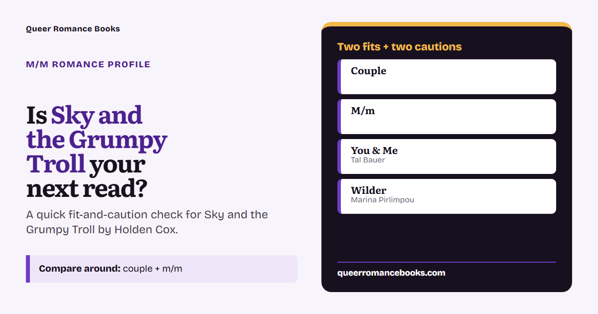 Decision guide for Is Sky and the Grumpy Troll your next read?: Best fit: Couple; Best fit: M/m; Related read: You & Me; Related read: Wilder