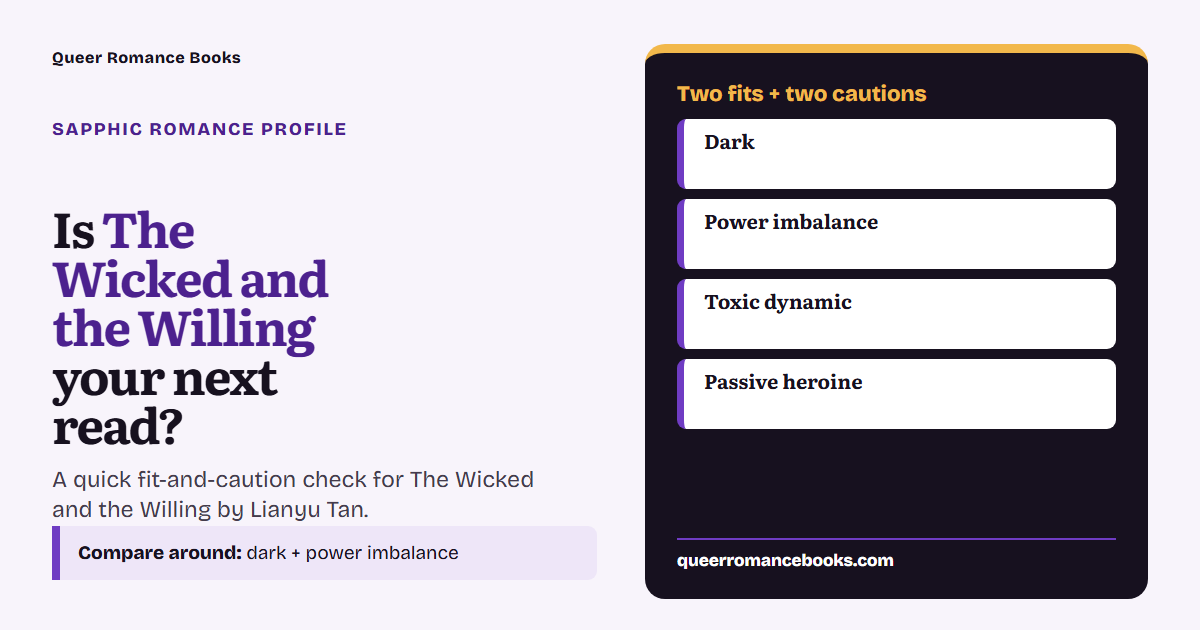 Decision guide for Is The Wicked and the Willing your next read?: Best fit: Dark; Best fit: Power imbalance; Check first: Toxic dynamic; Check first: Passive heroine