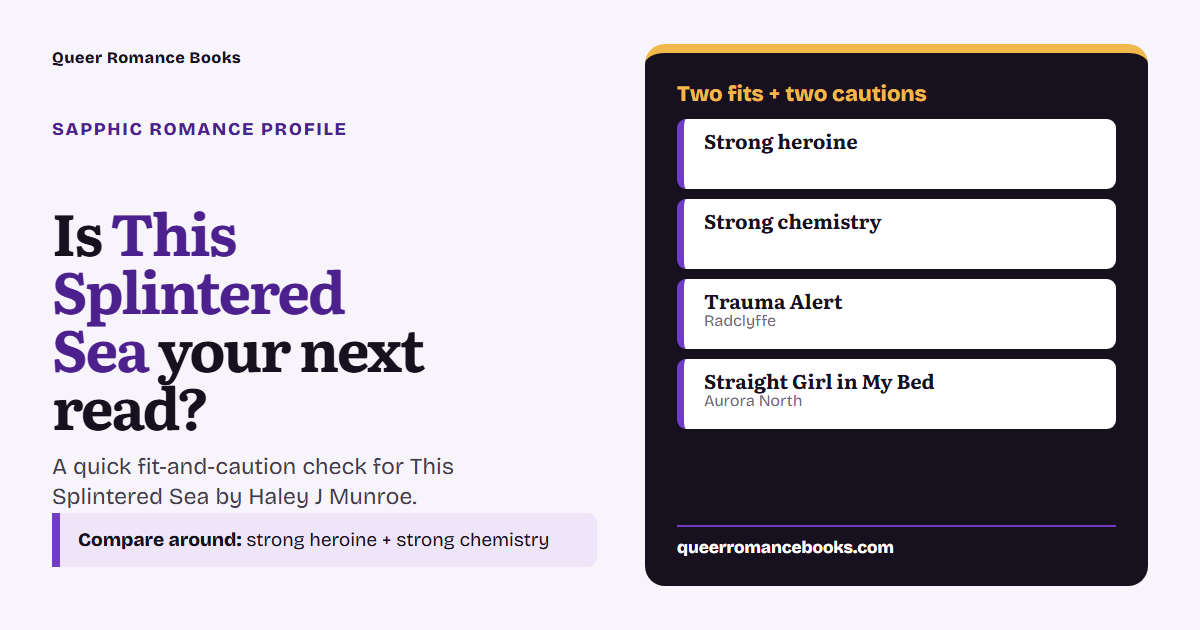 Decision guide for Is This Splintered Sea your next read?: Best fit: Strong heroine; Best fit: Strong chemistry; Related read: Trauma Alert; Related read: Straight Girl in My Bed