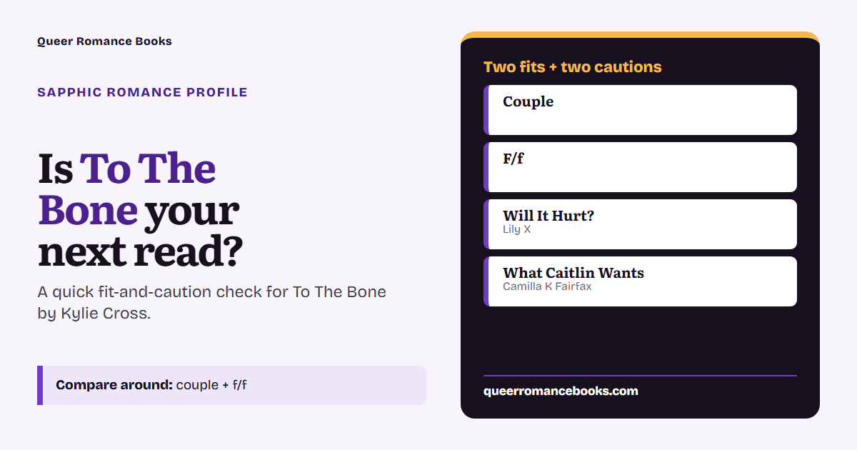 Decision guide for Is To The Bone your next read?: Best fit: Couple; Best fit: F/f; Related read: Will It Hurt?; Related read: What Caitlin Wants